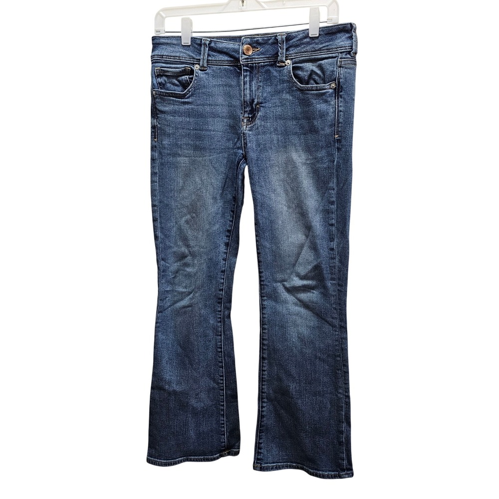 American Eagle Kick Boot Super Stretch Jeans Blue Medium Wash Womens 8 Short